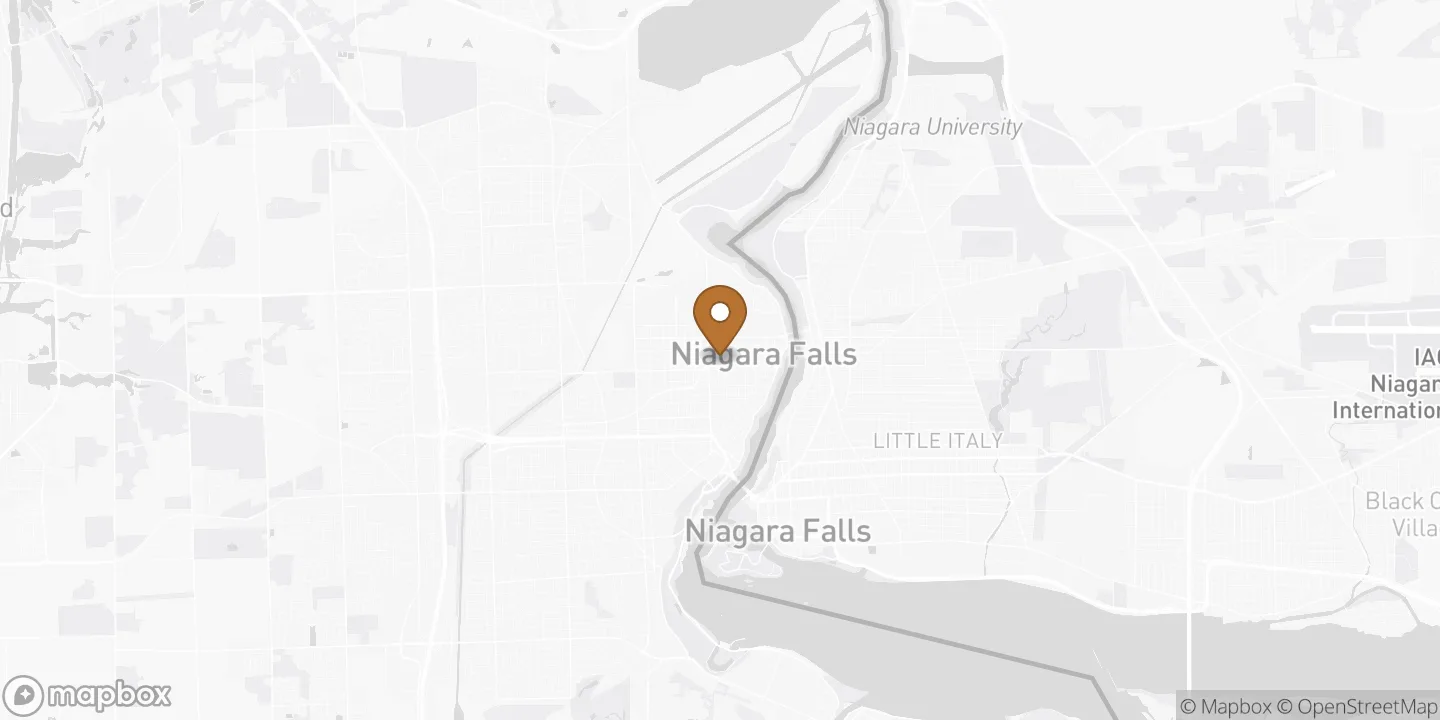 Map showing Niagara Falls in the Niagara Region of Ontario
