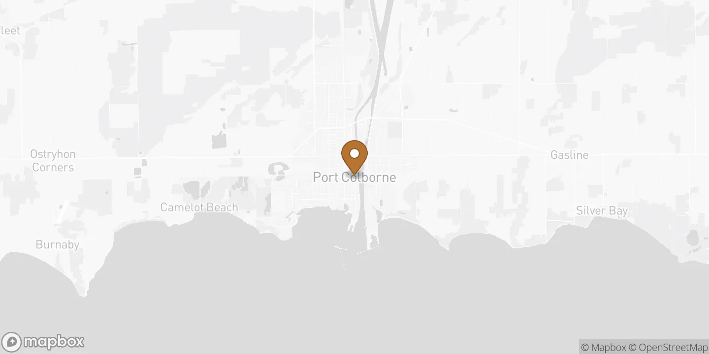Map showing Port Colborne in the Niagara Region of Ontario