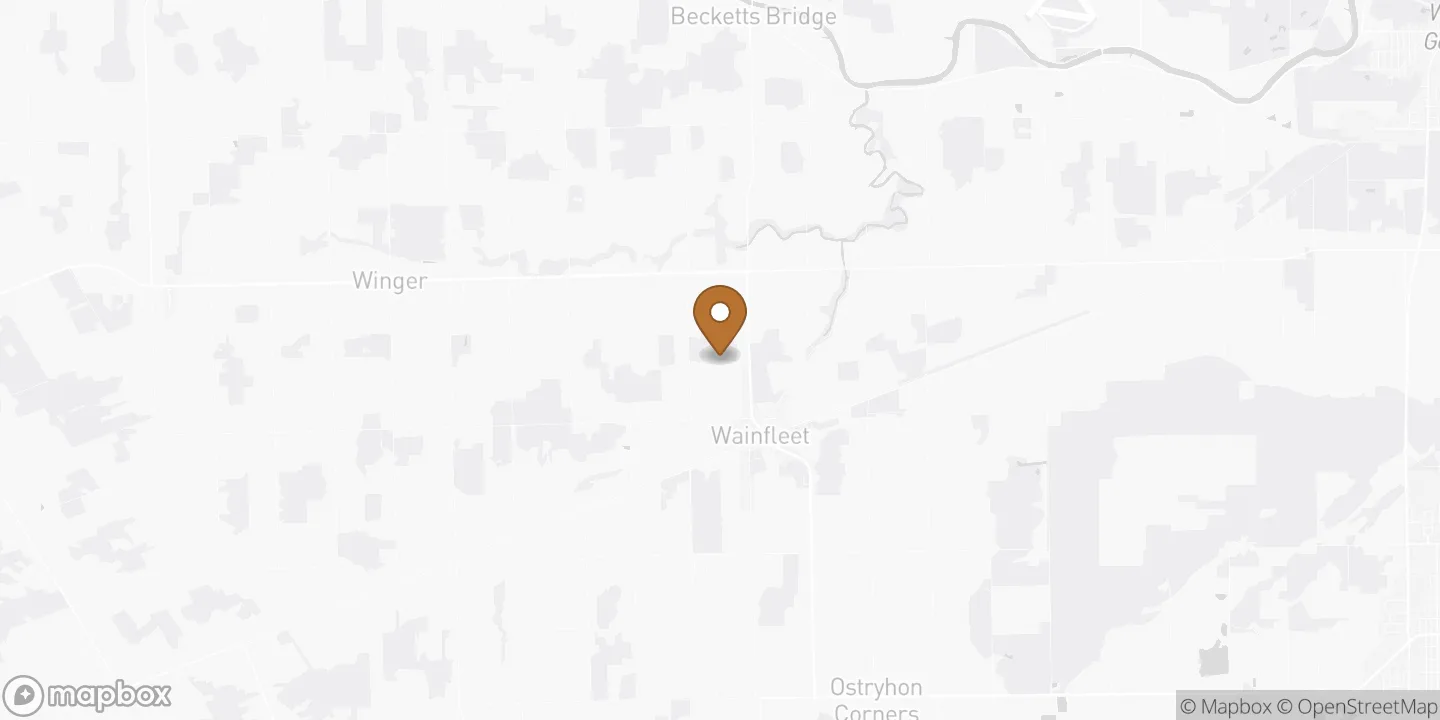 Map showing Wainfleet in the Niagara Region of Ontario