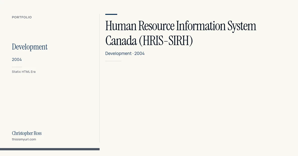 Human Resource Information System Canada (HRIS-SIRH): Development, 2004