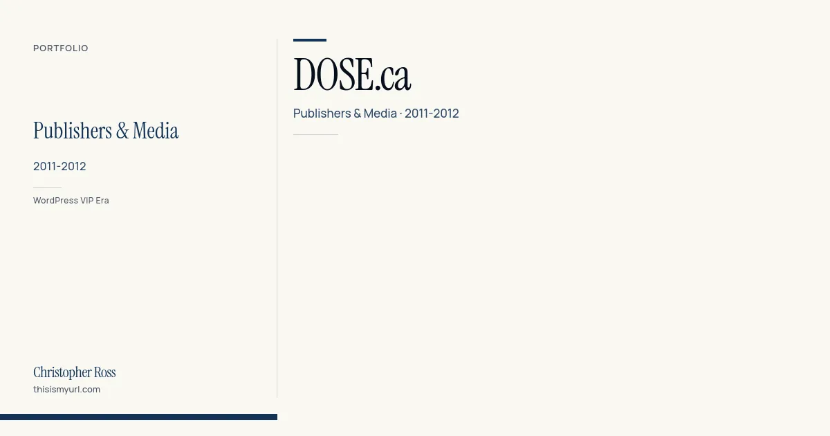 DOSE.ca: Publishers & Media, 2011-2012