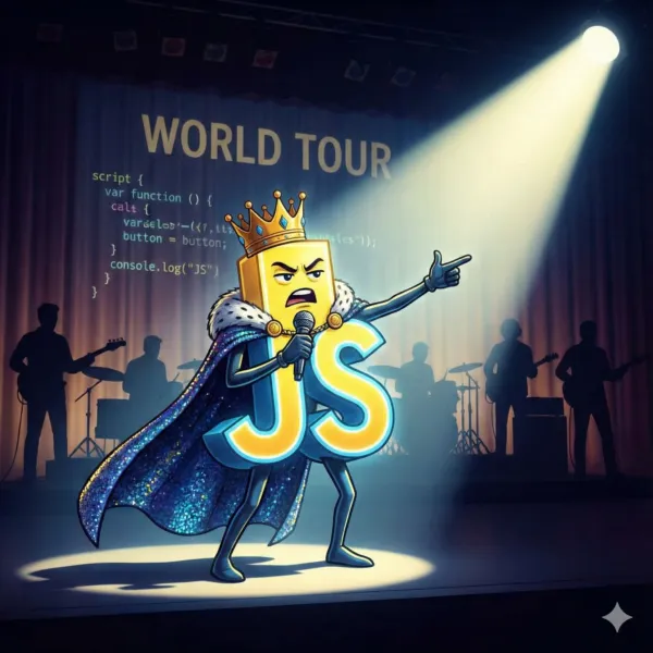 JavaScript being depicted as a diva.