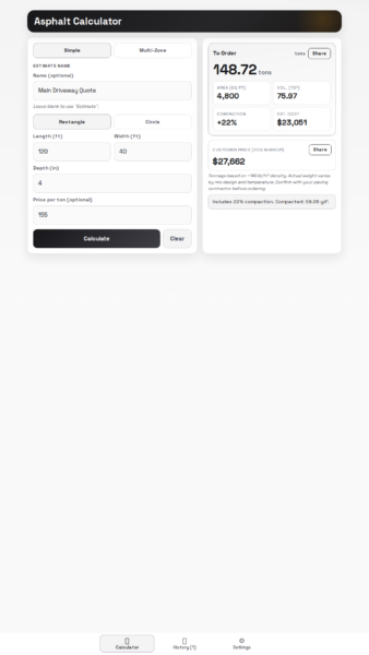 Asphalt Calculator 