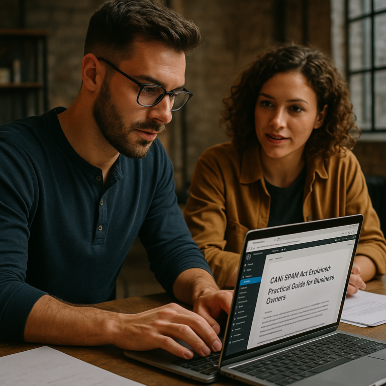 Photorealistic featured image for CAN-SPAM Act Explained: Practical Guide for Business Owners (blog article)