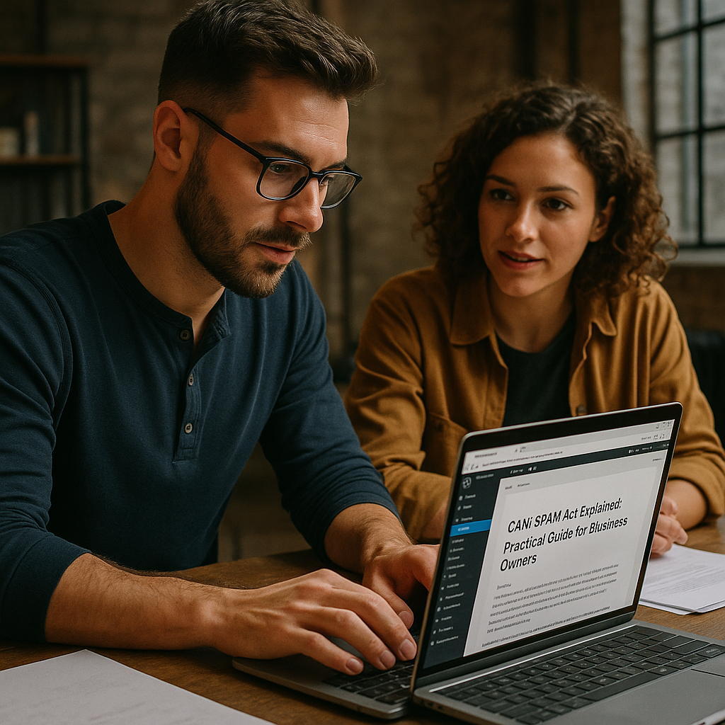 Photorealistic featured image for CAN-SPAM Act Explained: Practical Guide for Business Owners (blog article)