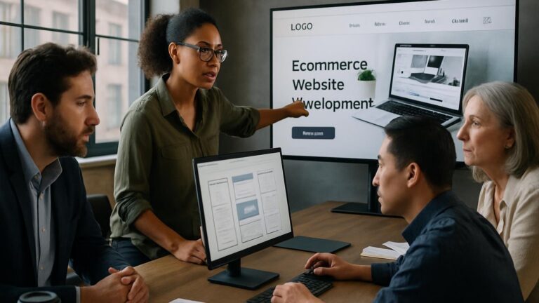 Photorealistic business scene representing Ecommerce Website Development