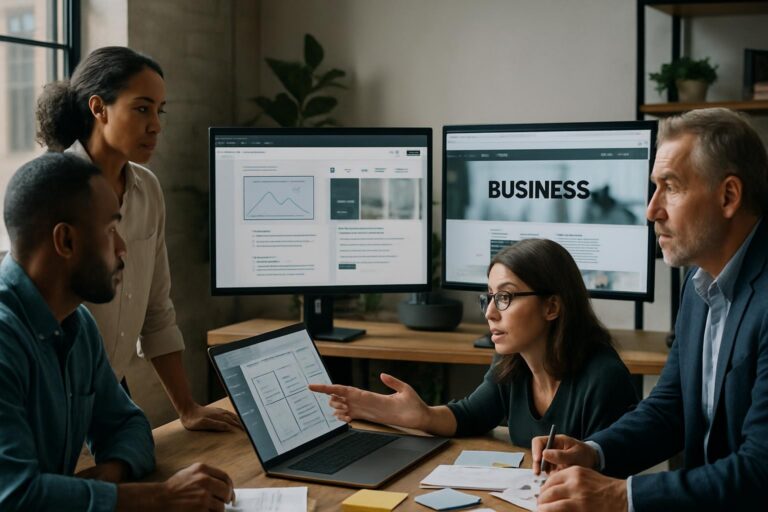 Photorealistic business scene representing Website Design and Development