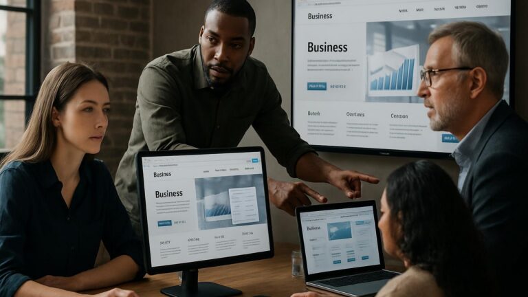 Photorealistic business scene representing Website Maintenance and Support