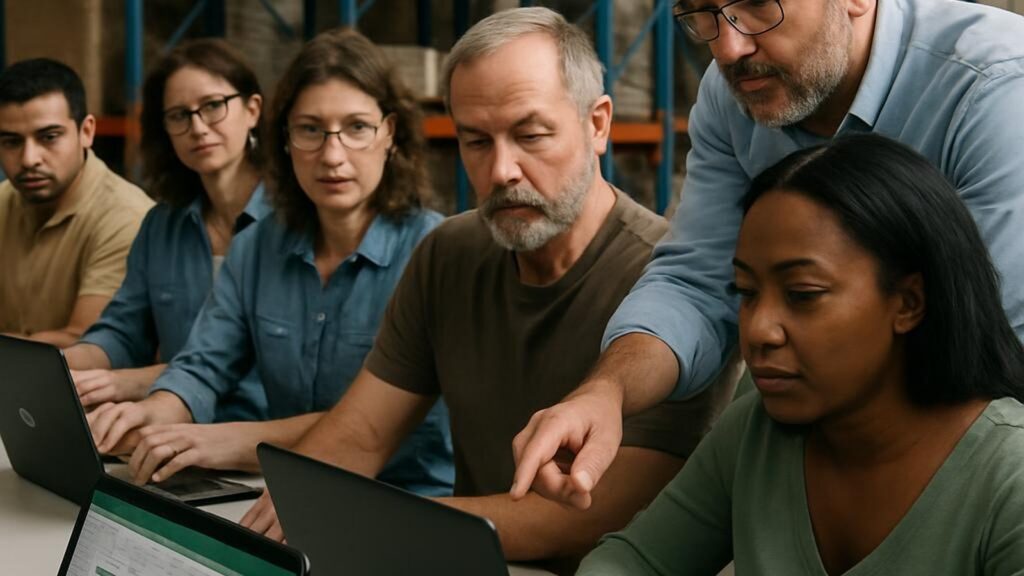 Microsoft Excel Training – Level 3 Data Management (Microsoft 365/2021) training session with adult learners in a realistic professional environment