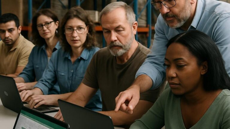 Microsoft Excel Training – Level 3 Data Management (Microsoft 365/2021) training session with adult learners in a realistic professional environment