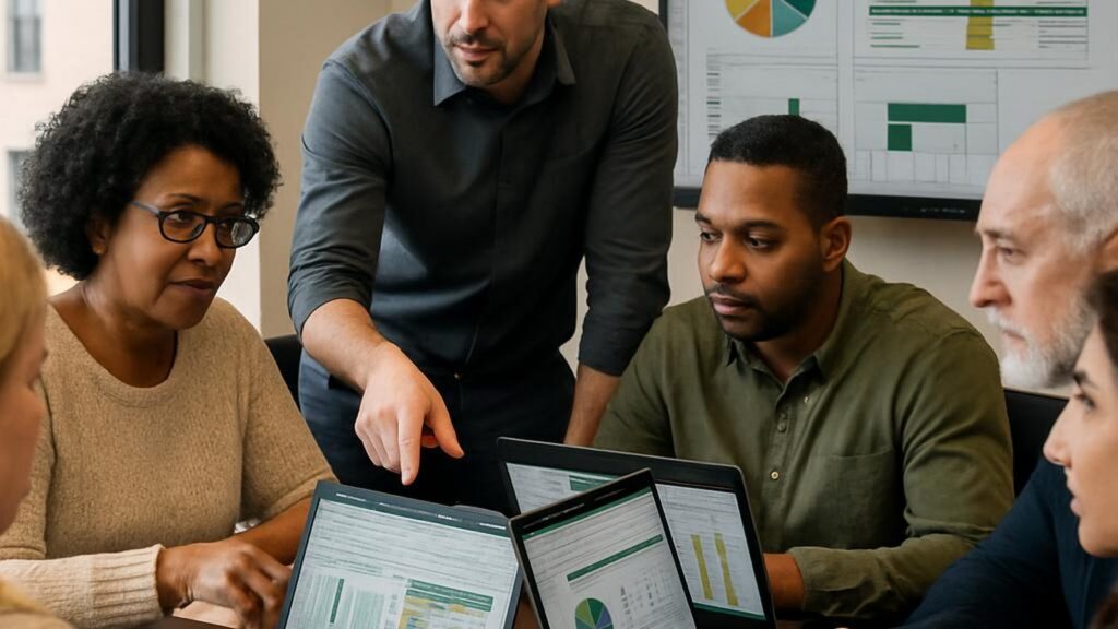 Microsoft Excel Training – Level 4 Extract, Analyze, and Visualize (Microsoft 365/2021) training session with adult learners in a realistic professional environment