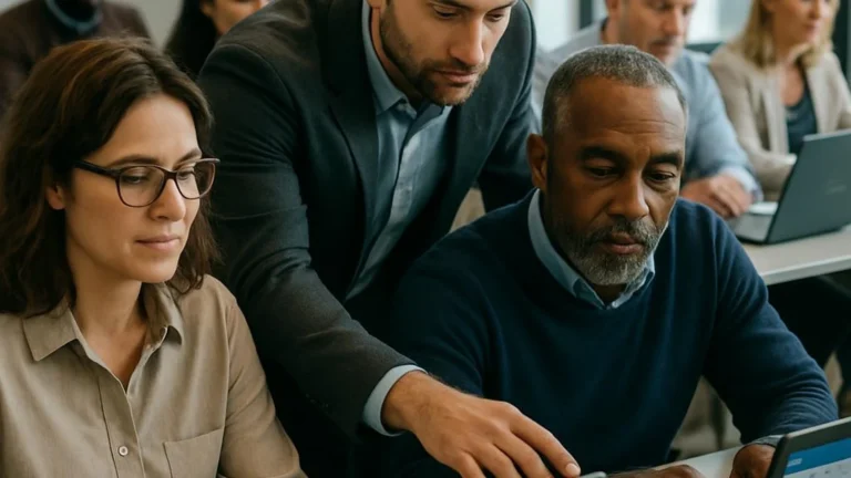 Microsoft Outlook Training – Level 1 (Microsoft 365/2021) training session with adult learners in a realistic professional environment