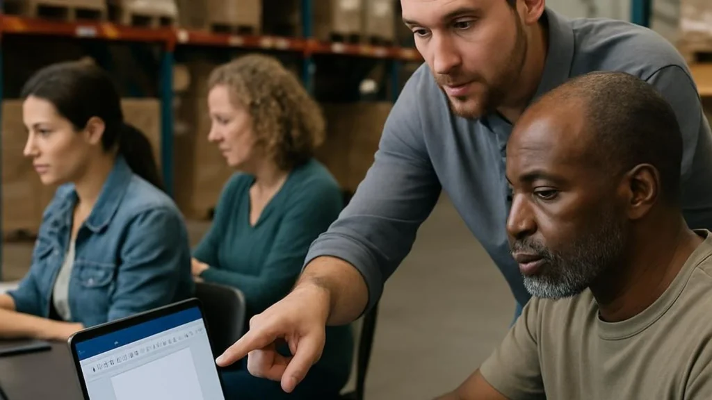 Microsoft Word Training – Level 1 (Microsoft 365/2021) training session with adult learners in a realistic professional environment