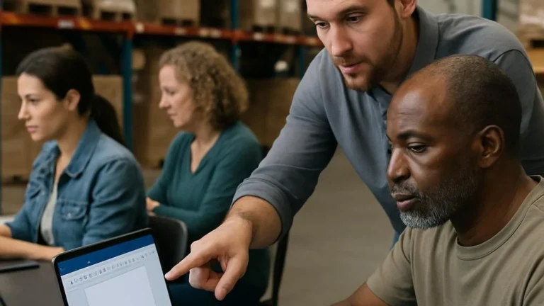 Microsoft Word Training – Level 1 (Microsoft 365/2021) training session with adult learners in a realistic professional environment