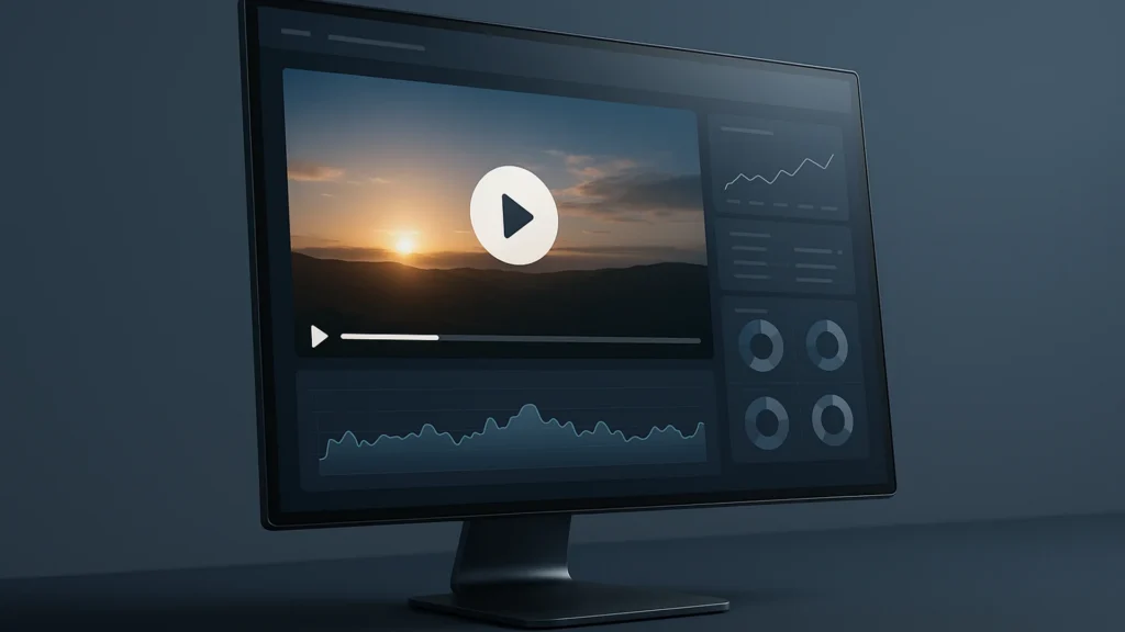 Three video hosting paths laid out side by side: YouTube for organic discovery, Vimeo or self-hosted CDN for on-site conversion, and signed-URL delivery for private gated content
