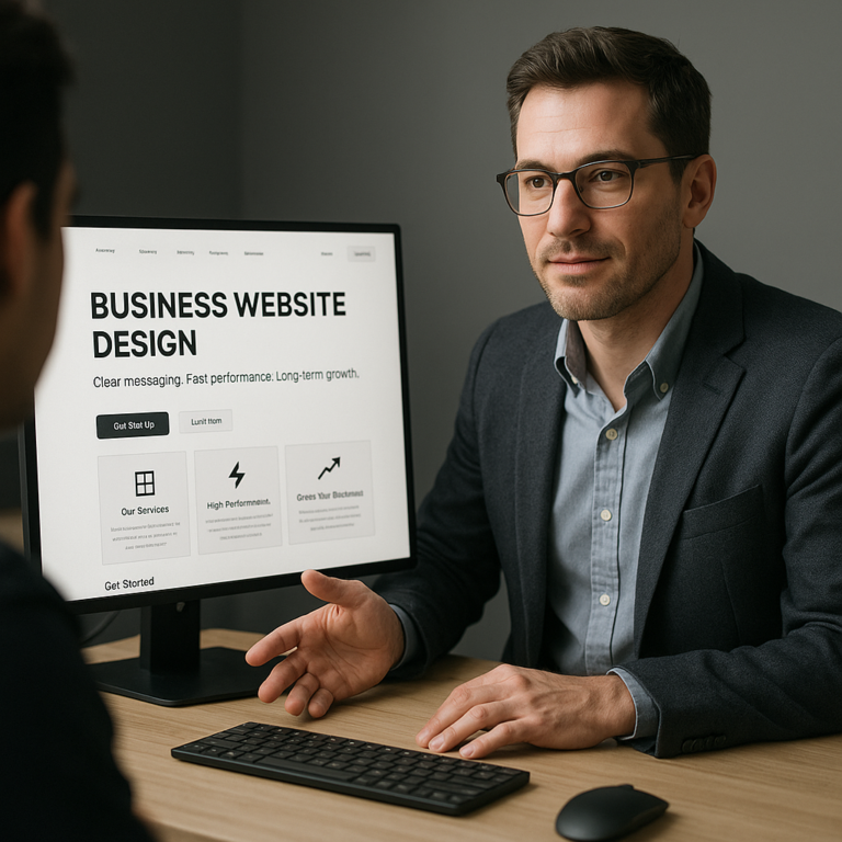 Photorealistic featured image for Business Website Design (service page)