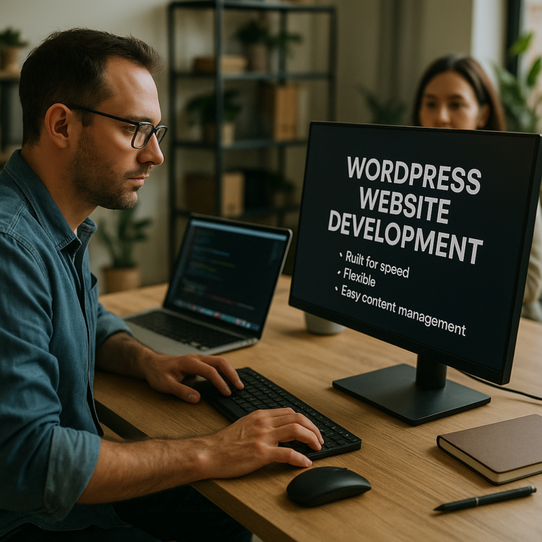 Photorealistic featured image for WordPress Website Development (service page)