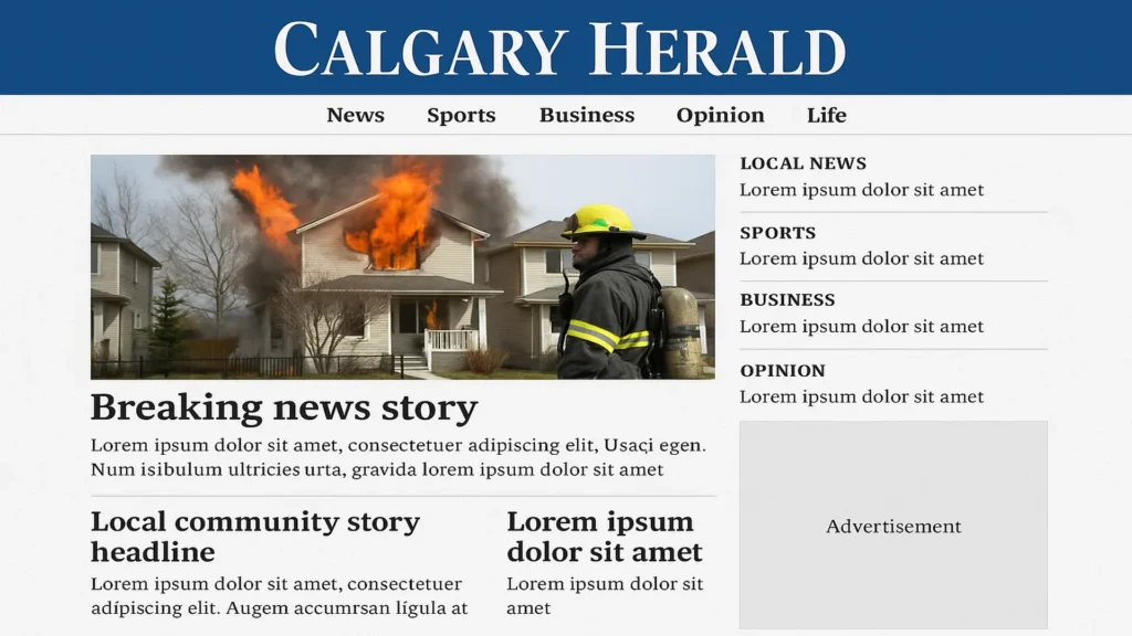 Era-accurate reconstruction of the Calgary Herald homepage style, circa 2014 — Postmedia network template I worked on during the WordPress migration.