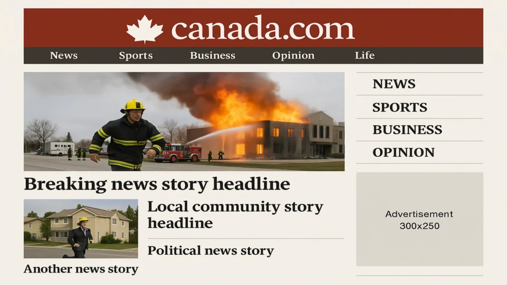 Era-accurate reconstruction of the canada.com homepage style, circa 2014 — Postmedia network template I worked on during the WordPress migration.