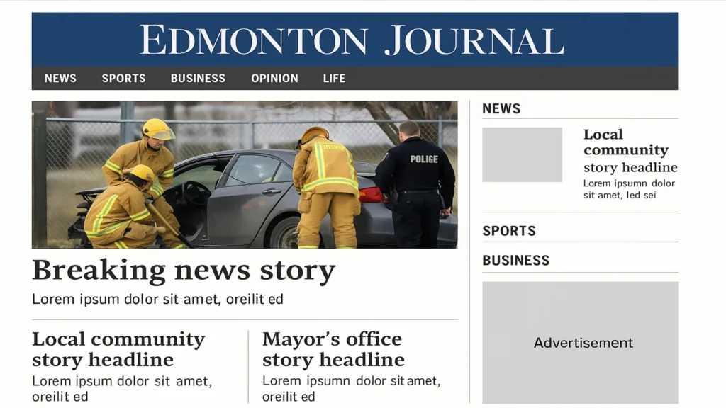 Era-accurate reconstruction of the Edmonton Journal homepage style, circa 2014 — Postmedia network template I worked on during the WordPress migration.