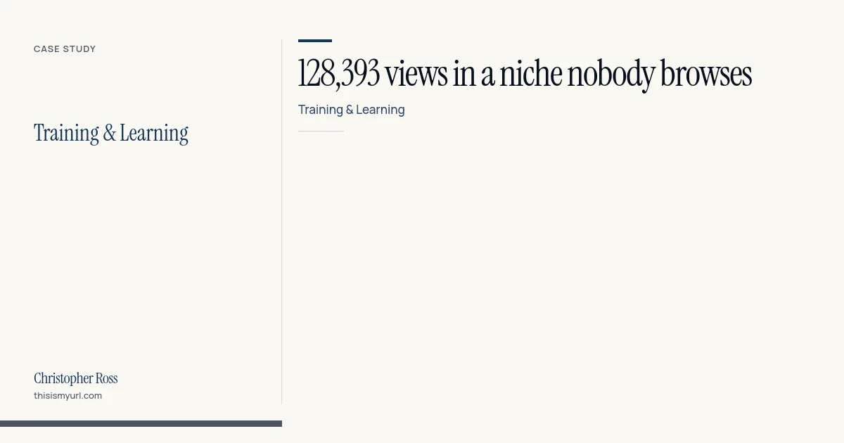 128,393 views in a niche nobody browses: Training & Learning