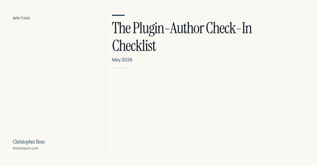 The Plugin-Author Check-In Checklist