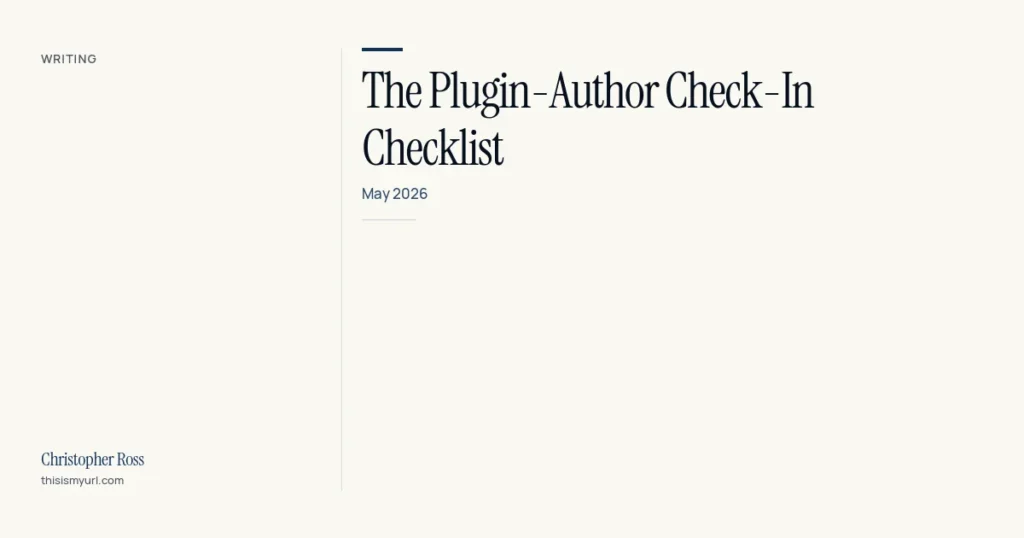 The Plugin-Author Check-In Checklist