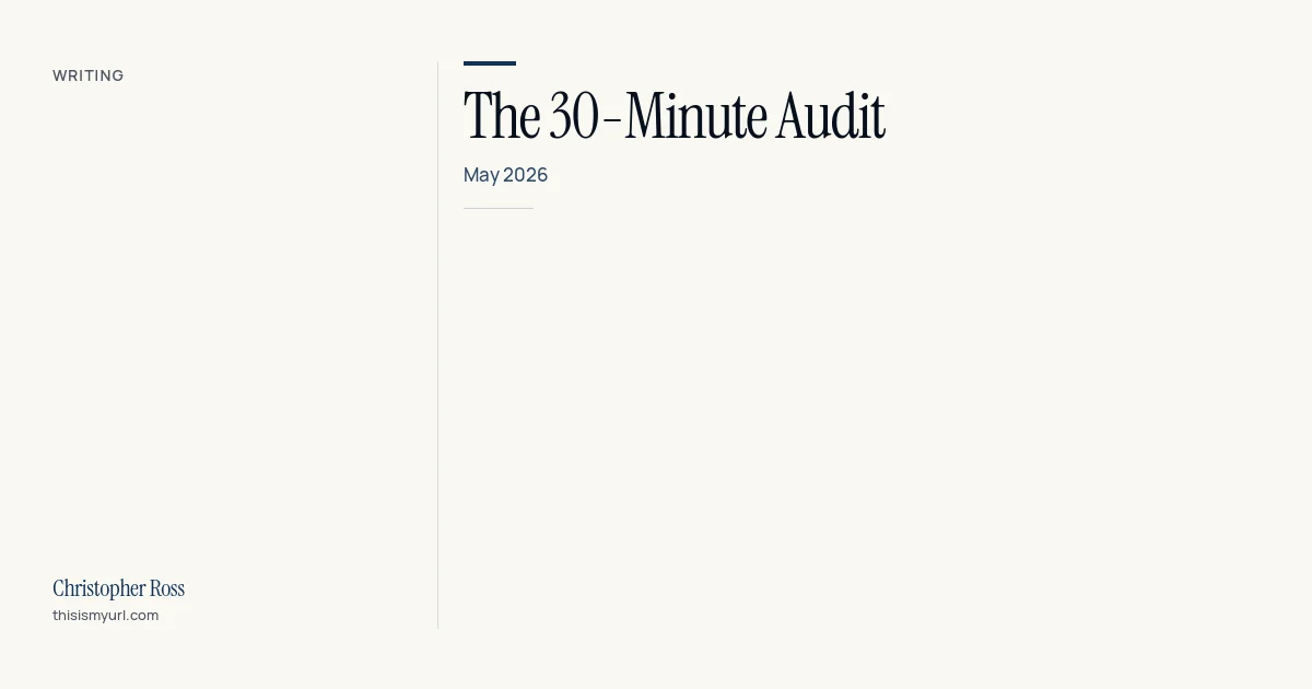 Title card for the download “The 30-Minute audit” on This Is My URL