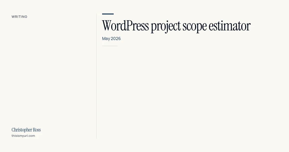 WordPress project scope estimator