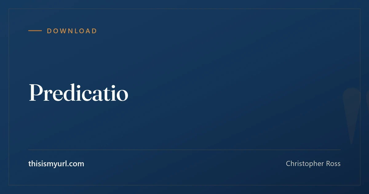 Title card for the article “Predicatio” on This Is My URL
