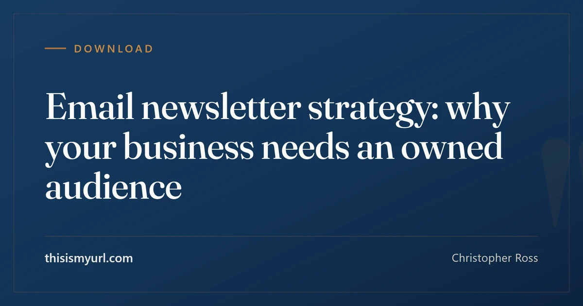Title card for the article “Email newsletter strategy: why your business needs an owned audience” on This Is My URL