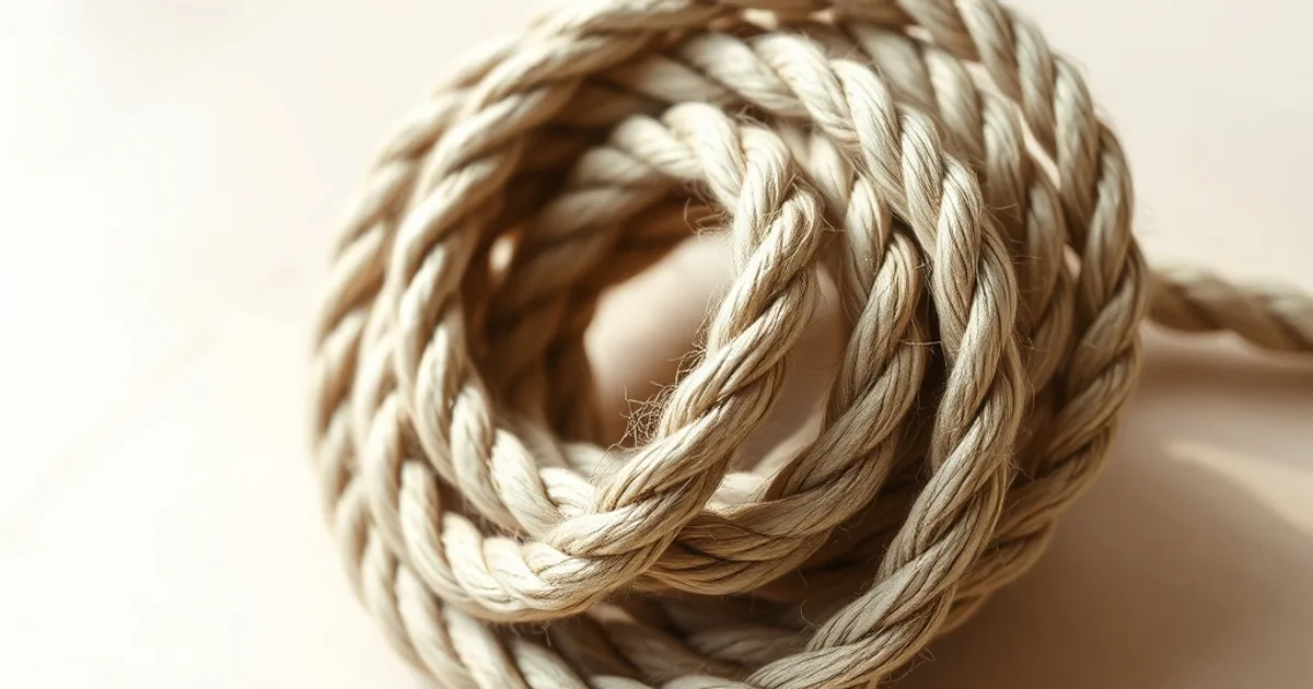 A tightly wound coil of natural fibre rope suggests constrained communication and unraveling potential.